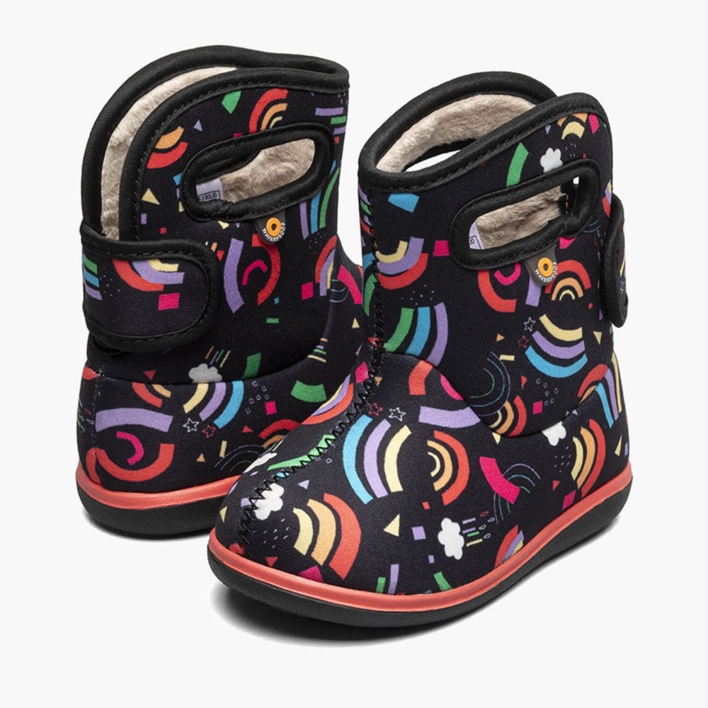 BOGS II BOOTS RAINBOW FUN BLACK MULTI, Toddler size 7